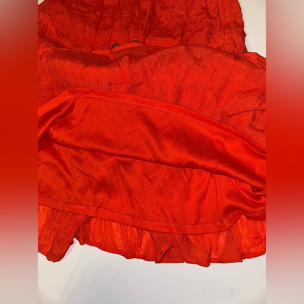 Indigo Rose Women’s Petite M Red Tiered Ruffle Dress Lined Sleeveless Boho Style - Picture 4 of 8